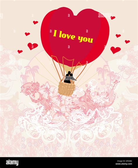 Hot Air Balloon Valentine Card Stock Photo Alamy