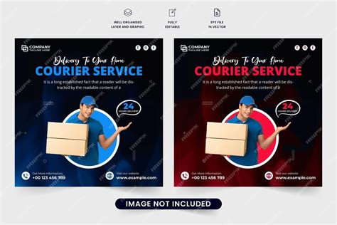 Premium Vector Courier Service Social Media Post Vector With Red And