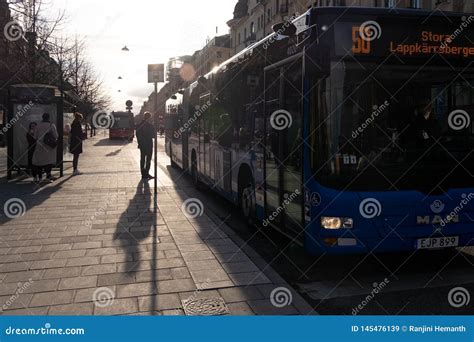 Bus Stop In Stockholm Editorial Stock Image Image Of Europe 145476139