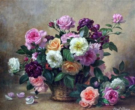 Old Fashioned Roses In A Basket By Albert Williams On Artnet