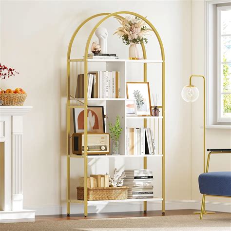 Amazon Yitahome Gold Arched Bookshelf And Bookcase Tier