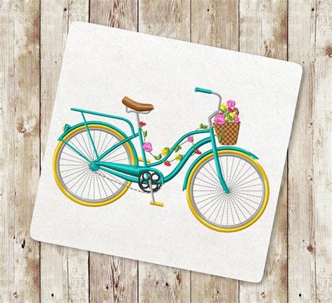 Bicycle With Flowers Embroidery Embroidery