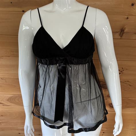 Gorgeous Coquette Black Sheer Lingerie Tank Top Depop
