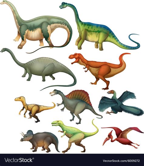 Different type of dinosaurs Royalty Free Vector Image