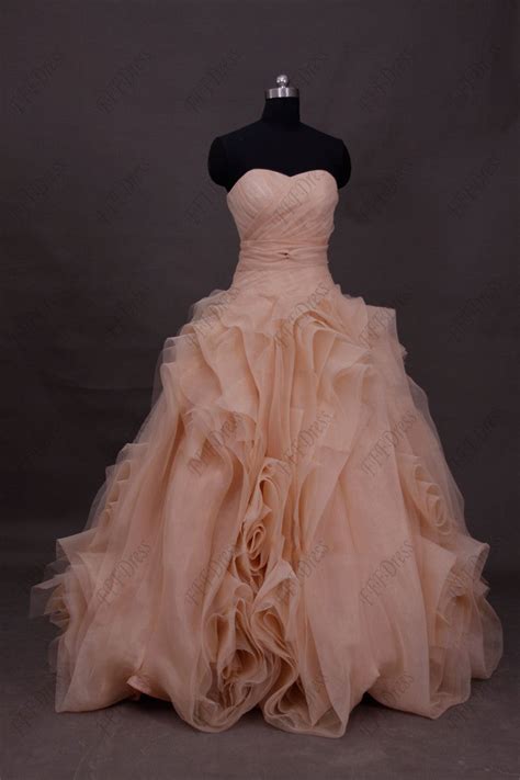 Blush Ball Gown Wedding Dress With Swirls Fffdress