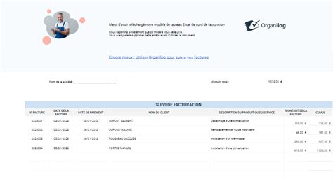 Mod Le Tableau Excel De Suivi De Facturation T L Charger