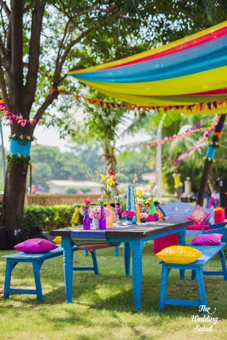 Photo Of Quirky Mehendi Decor Idea With Table Centrepiece