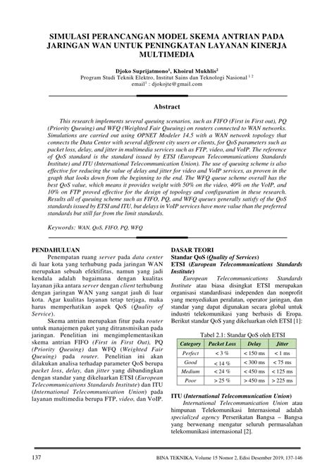 Pdf Simulasi Perancangan Model Skema Antrian Pada Jaringan Wan Untuk