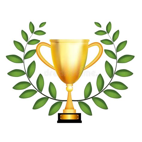 Winner Trophy Gold Cup With Laurel Wreath Vector Illustration Stock