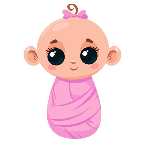 Bebê recém-nascido fofo em um cobertor rosa ilustração vetorial no ...