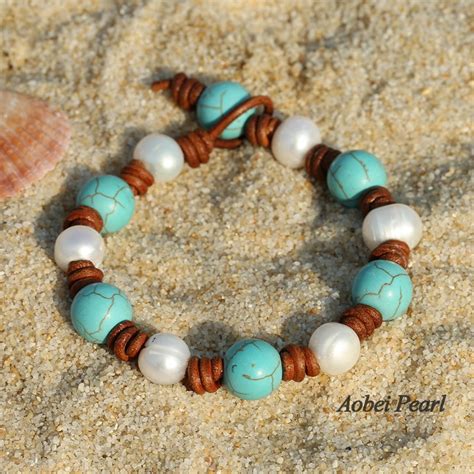 Aobei Pearl Handmade Bracelet With Freshwater Pearl Turquoise On