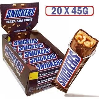 Caixa Chocolate Snickers Original 20un 45g Barras De Chocolate De