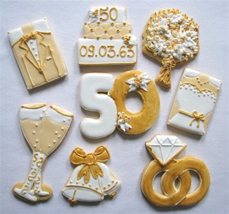 Th Anniversary Cookies In Gold Th Anniversary Cookies Th Wedding