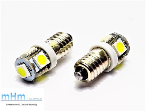 1x Weisse 360° E10 12v Led Lampe Leuchte Schraubsockel 5 X Smd 6000k Kalt Weiß Ebay