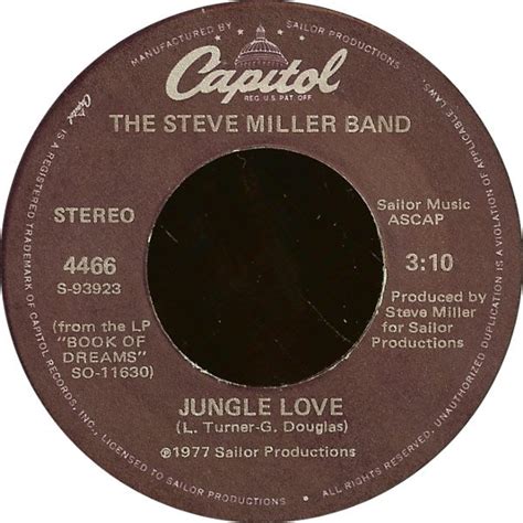 The Steve Miller Band – Jungle Love (1977, Winchester Pressing, Vinyl ...