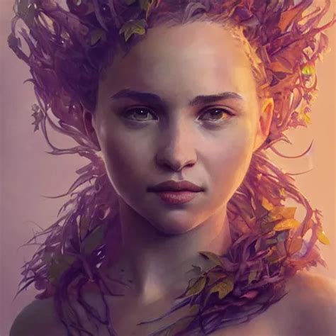 Emilia Clark As A Dryad Her Skin Are Yellow Leaves Stable Diffusion