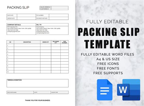 Packing Slip, Editable Packing Slip Template Word Google Docs ...