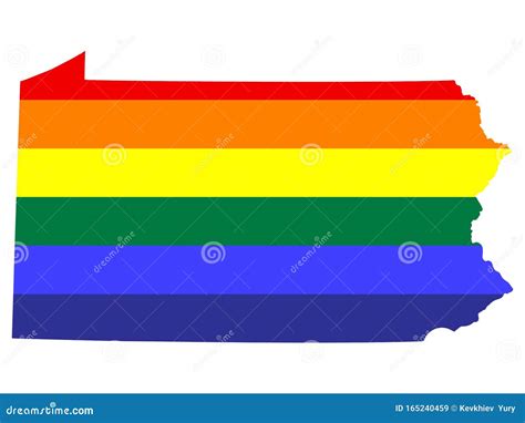 Lgbt Flag Map Of Pennsylvania Illustration Eps 10 Stock Vector