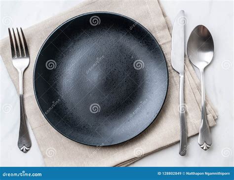 Empty Plate Spoon Fork And Knife Stock Image Image Of View Dinner