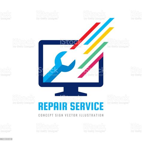 Computer Repair Service Vector Business Sign Template Concept