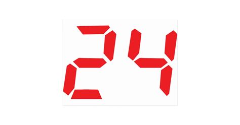 24 Twenty Four Red Alarm Clock Digital Number Postcard