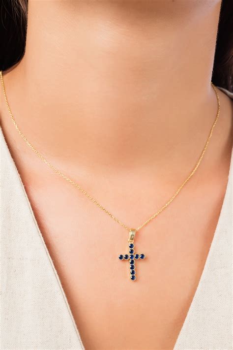 Cross Necklace Birthstone Necklace Birthstone Cross Custom Etsy