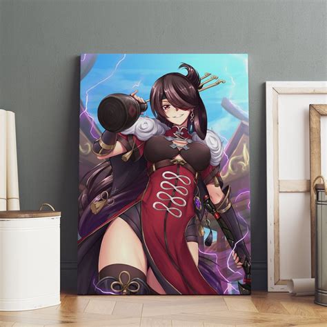 Genshin Impact Poster Beidou Wall Art Premium Canvas Print Game Fan