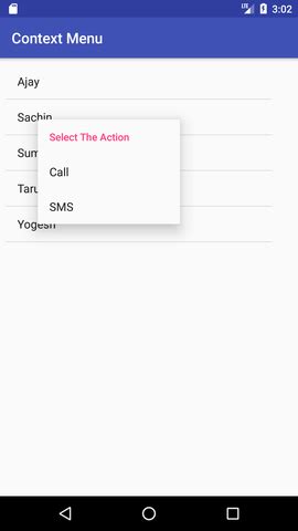 Android Context Menu Example Javatpoint