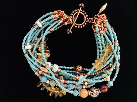 B24 Turquoise Multi Strand Copper Bracelet With Toggle Etsy