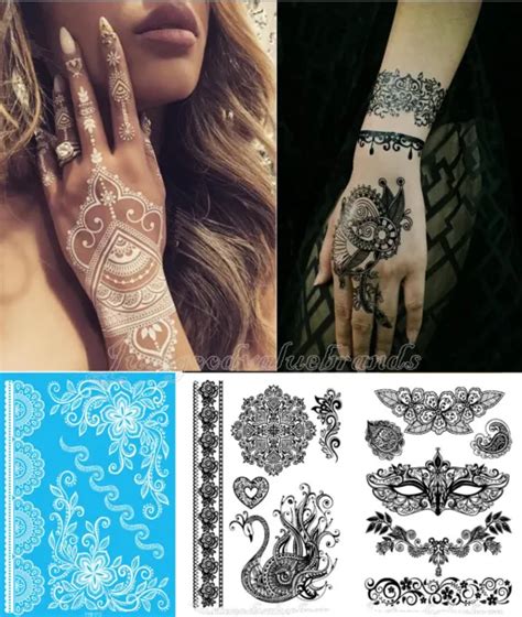 Henna Temporary Tattoo 30 Beautiful Designs Floral Mehndi Paisley