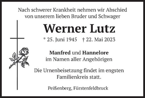 Traueranzeigen Von Werner Lutz Trauer Merkur De