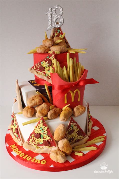 Pizza Chicken Nuggets And Fries Birthday Cake Pizza Birthday Cake