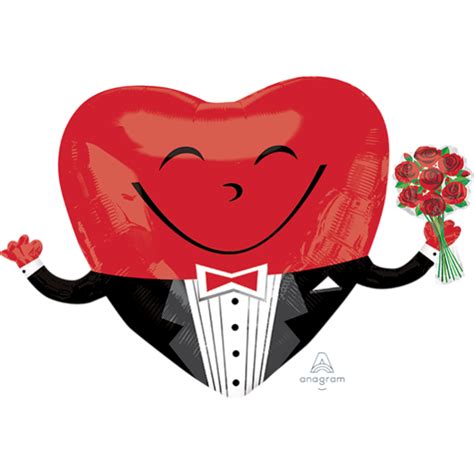 Heart Emoji Supershape Smiley Guy With Roses Shaped Balloon