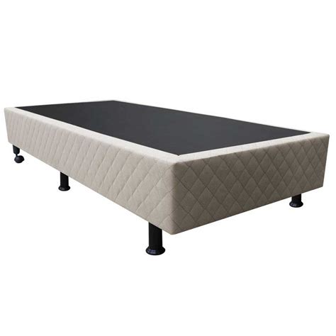 Base Box Para Cama Solteiro 88x188cm Liz S05 Suede Bordado Bege