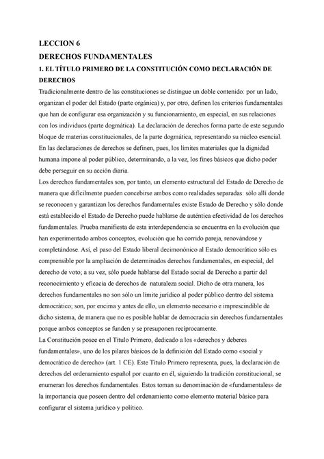 Leccion 6 Consti 3 Leccion 6 Derechos Fundamentales 1 El TÍtulo Primero De La ConstituciÓn