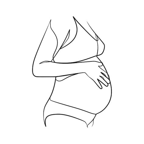 Premium Vector Pregnant Woman Continuous Line Art