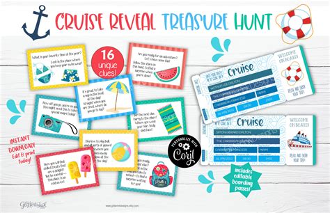 Surprise Cruise Trip Reveal Scavenger Hunt Boarding Pass Etsy Canada