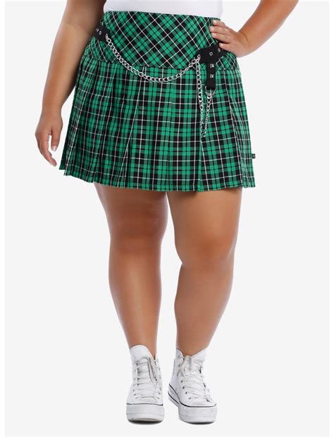 Tripp Green Plaid Skirt With Chains Plus Size Hot Topic