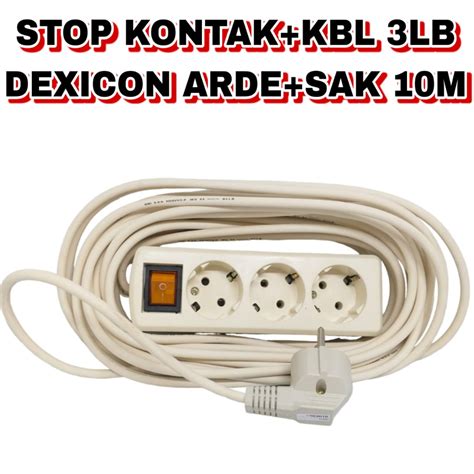 Jual STOP KONTAK KABEL 3 LUBANG DEXICON ARDE SAKLAR 10 METER Shopee