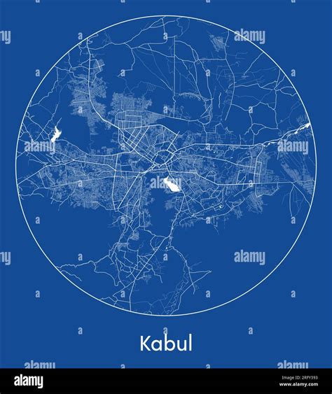 Mapa de la ciudad Kabul Afganistán Asia azul de impresión circular