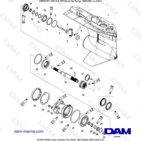 Mercury Efi L Gear Housing Prop Shaft Std Rotation B