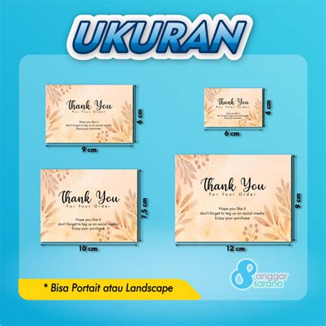 Jual Thank You Card Custom Ukuran By Request X Cm Jakarta Timur