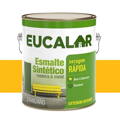 Tinta Esmalte Sint Tico Eucalar Amarelo Ouro Ml Eucatex R