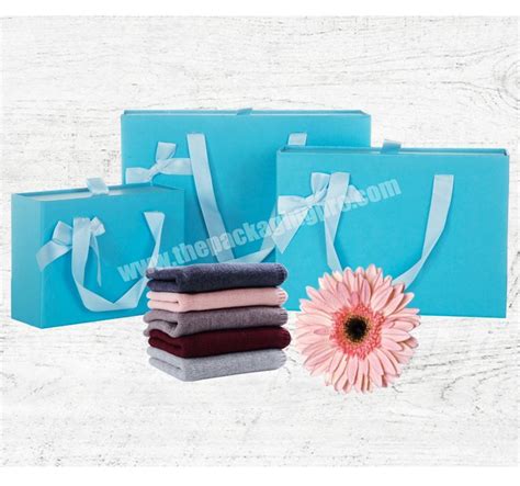 Custom Printing Cardboard Drawer Packaging Bikini Swimwear Bra Sliding Gift Box With Ribbon Handle