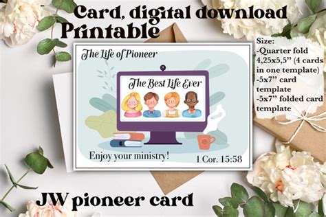 Jw Pioneer Card Pioneers Gift Encouraging Card Printable Etsy