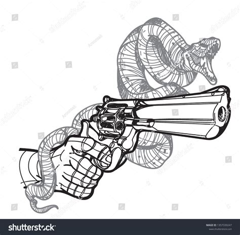 Tattoo Art Snake Gun Hand Drawing Stock Vector (Royalty Free ...