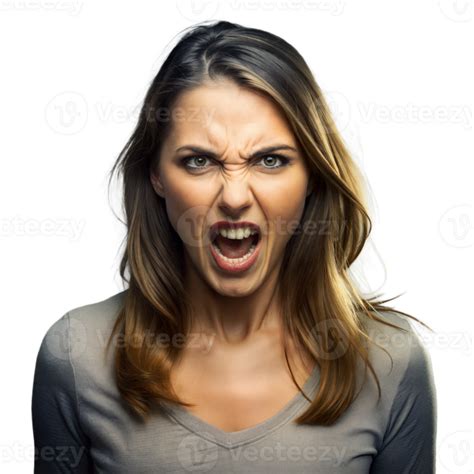 Angry Young Woman Screaming With A Frustrated Expression 44245123 Png