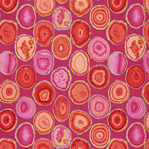 Kaffe Fassett Collective Spring 2019 Bright Geodes Pink Yardage Dark Pink Background Warm