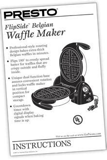 Instruction Manual for the FlipSide™ Belgian Waffle Maker - Waffle ...