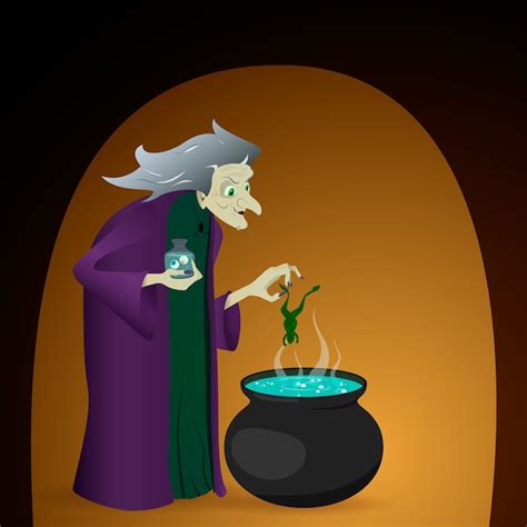 Premium Vector Witch Brew A Potion In Cauldron Illustration For